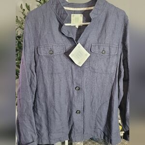 Sigrid Olsen Studio Jacket Linen Long Sleeve Pockets